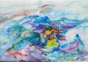 Chen Xionggen œuvre - Strikes of Colours - Mer et montagnes en bleu