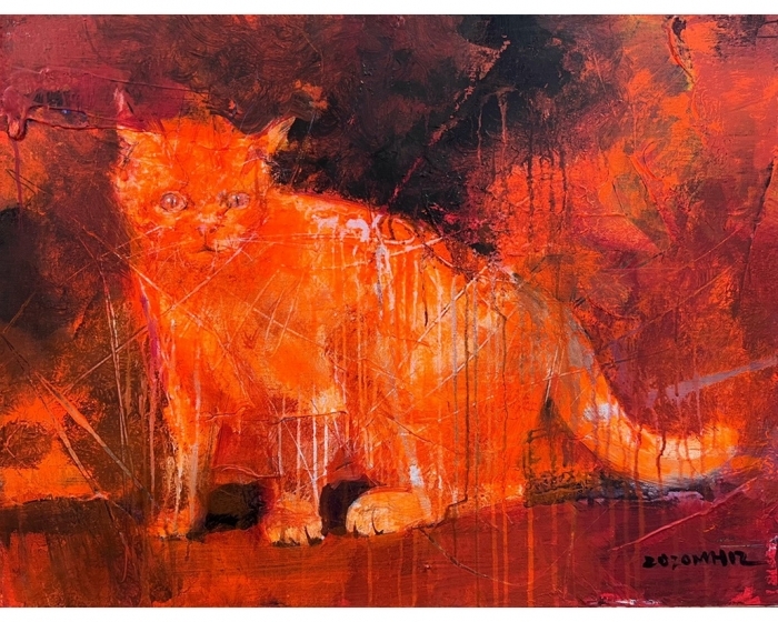 Michael Chen Peinture à l'huile - Chat