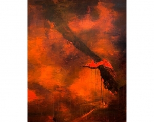 Tous les types de peintures contemporaines - Oiseau dans un feu de forêt