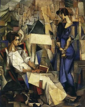 Peinture à l'huile contemporaine - Portrait de deux femmes 1914