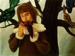 René François Ghislain Magritte œuvre - Jeune fille mangeant un oiseau le plaisir 1927