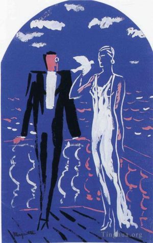 René François Ghislain Magritte œuvre - Projet de fresque murale maison norine bruxelles 1