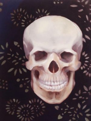 Peinture à l'huile contemporaine - Illusion du squelette humain