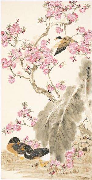 Tian Huailiang œuvre - Peinture de fleurs et d'oiseaux dans un style traditionnel chinois