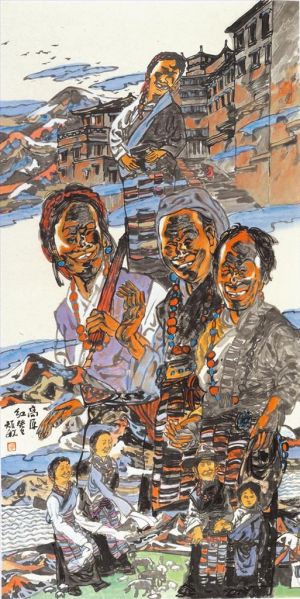 Art Chinois contemporaine - Rouge des Highlands