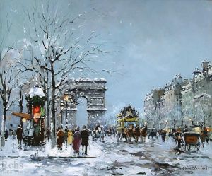 Antoine Blanchard œuvres - Champs elysees winter